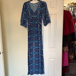 Chic Blue Patterned Maxi loungewear